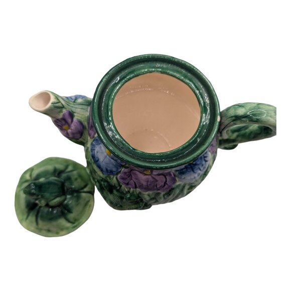 Vintage Jeanette Adams by Silvestri Small Frog Floral Motif Tea Pot No cup - Picture 3 of 10